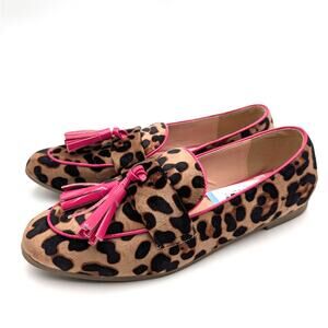 Rag & Co Folklore Micro Suede Tassel Loafers Women's Leopard Print Size US6 EU37